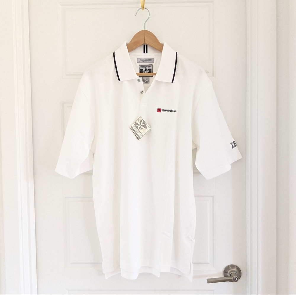 Men's Moisture Management Wicking White Short Sleeve Golf Polo Shirt Sz XL‎ Tall